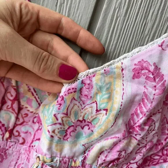 Lauren Ralph Lauren Cotton Paisley Slip Dress L Boho Cottagecore Festival - Picture 4 of 6